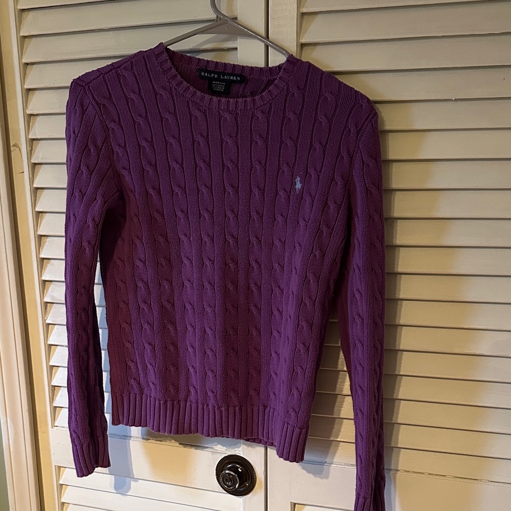 Ralph Lauren Plum Cable Knit Sweater
